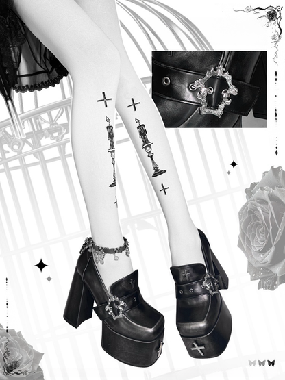Matte Block Buckle High 11/13cm Black Coffin Gothic with Heels Platform