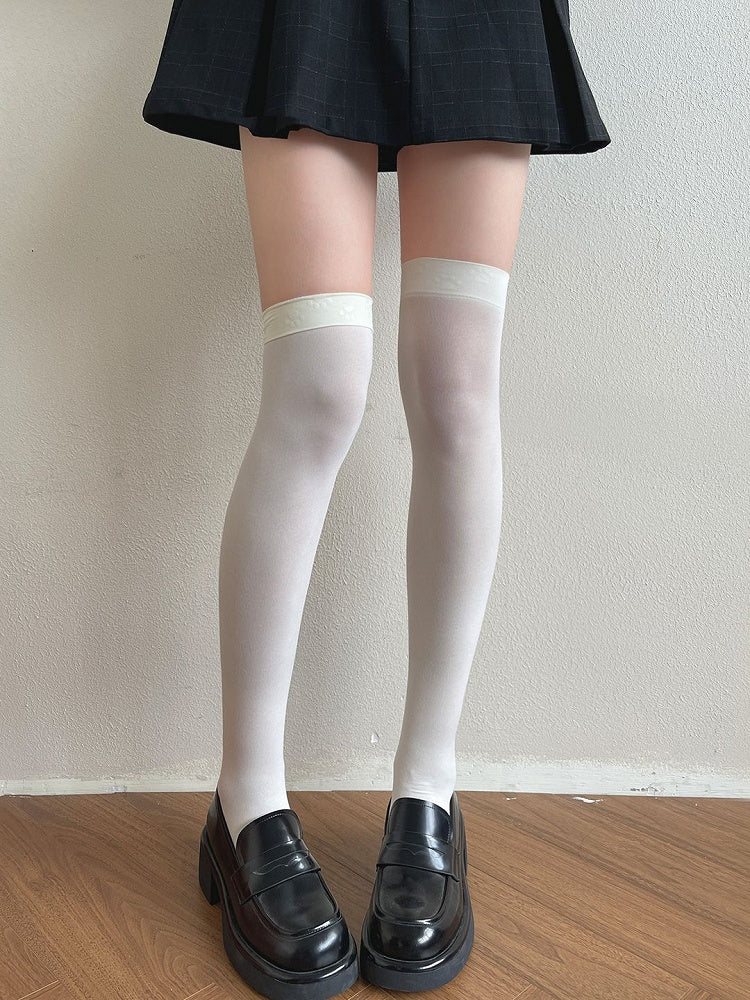 White/Milk Stockings White/Black Overknee
