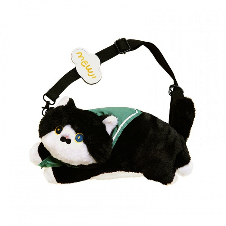 Black Cute Cat-shaped Plush Crossbody Bag