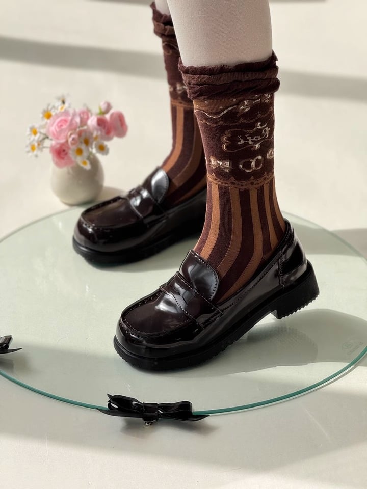 Dessert Print Striped Sweet Lolita Calf Socks