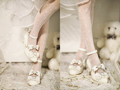 White Gyaru Janes Wedge Jirai Mary Shoes Heart Kei Fashion Cut-out Heels