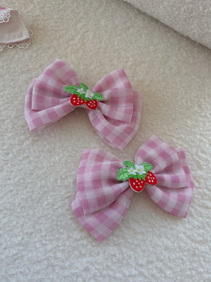 Barrette à cheveux en forme de nœud fraise rose/rouge/noir/bleu