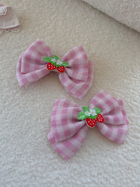 Barrette à cheveux en forme de nœud fraise rose/rouge/noir/bleu