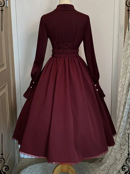Boned High Reversible Lolita Red Belt Elegant Skirt Corset Waist