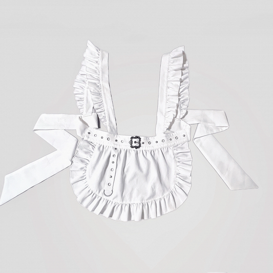 White Flutter Sleeves Self-tie Apron