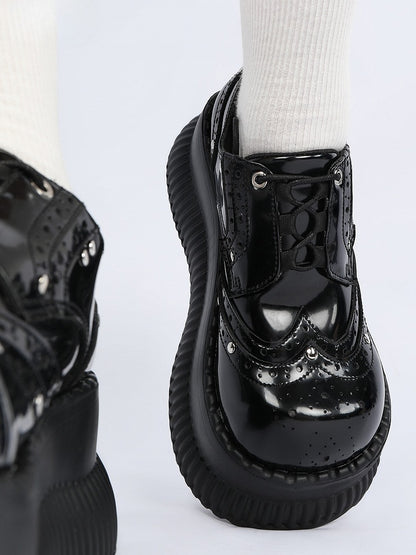 Lace-Up - Platform Details Shoes Design Bittersweet Black Studded
