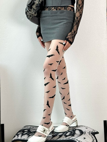 Y2K Bat Black/White Tights Pattern