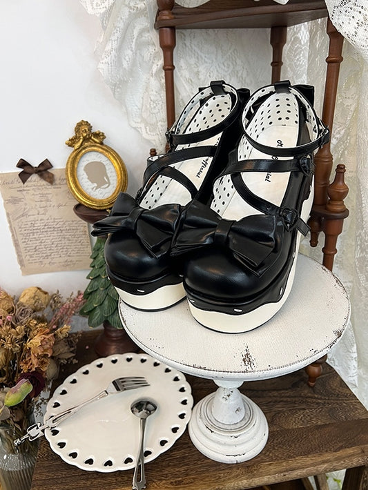Design Plateauschuhe Sweet Crisscross PU - Schwarz