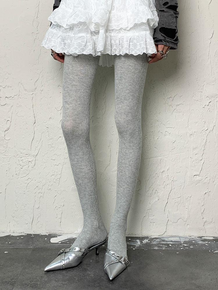 Light Grey Y2K Tights