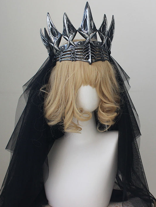 Couronne gothique noire en voile de dentelle