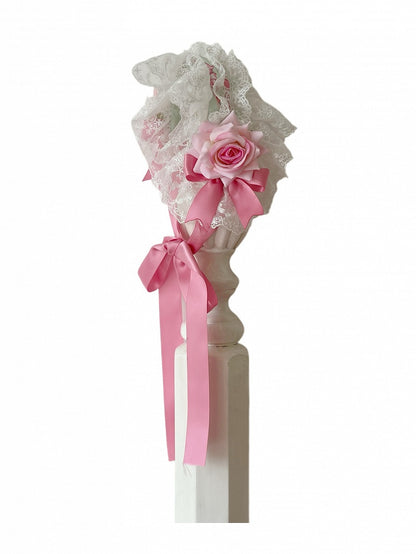 Rosa/Grünes Haarband mit Rosenverzierung