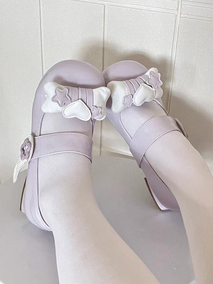 Jirai Kei Light Purple Lolita Star Wing Mary Jane Shoes