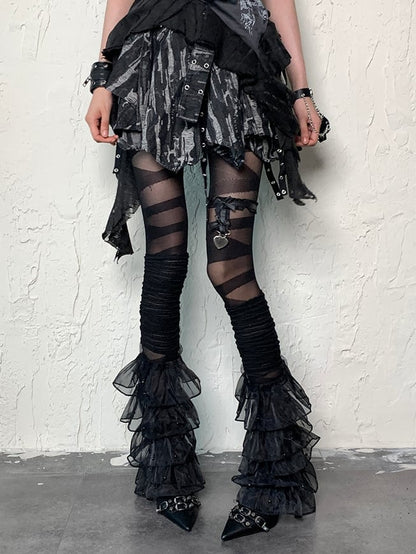 Crisscorss Tights Black Banded Y2K