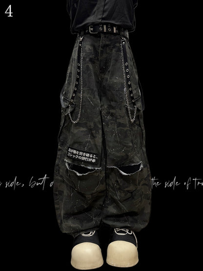 Weites Bein Cargo Army Grün Muster Hose Camo