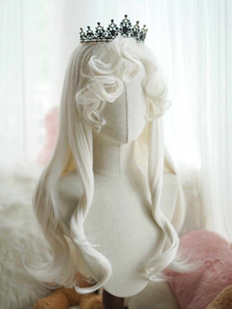Red/Light Blonde/White/Caramel 60CM Long Wavy Wig With Curly Bangs
