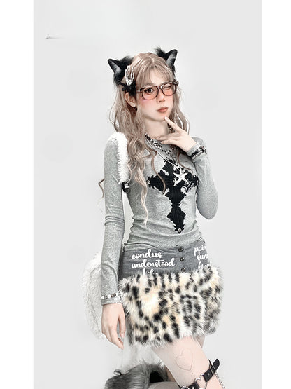 Cross Applique Grey Top