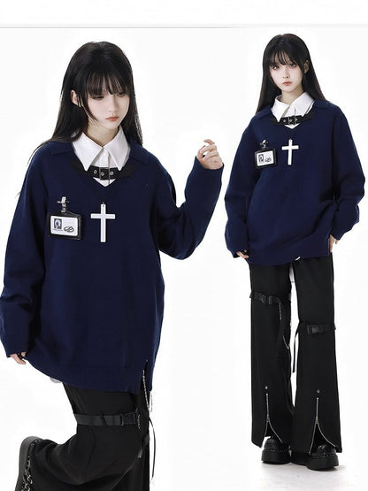 Straight-Leg Pants Black Zip Cuffs Snap Details