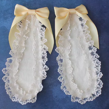 Bowknot Details Lace Trim Bunny Ears Hairclips