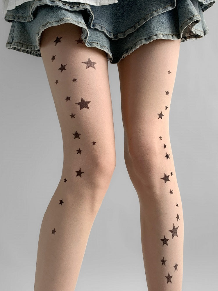 Star Nude Tights Print