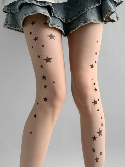 Star Nude Tights Print