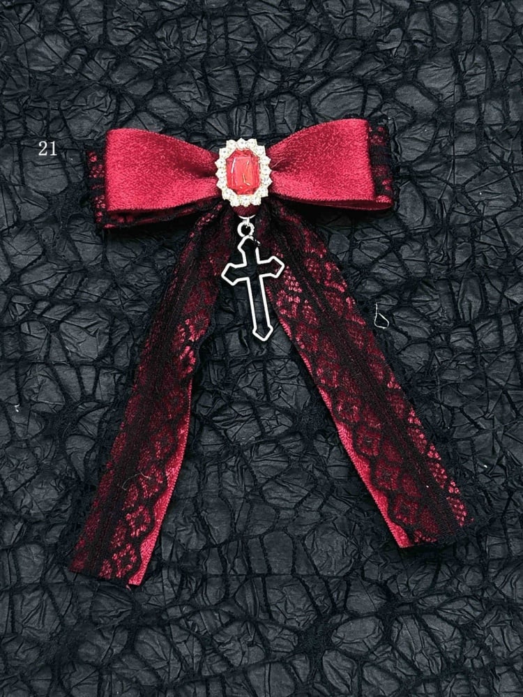 Black Red Halloween Jirai Kei Bowknot Hairclips