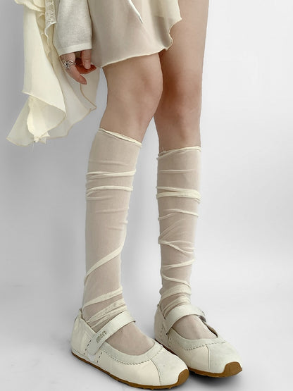Under-Knee Beige/Pink/White/Nude Loose Stockings