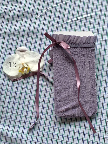 Lace Trim Socks White/Milky Bowknot Lolita White/Black/Red/Purple/Grey/Brown