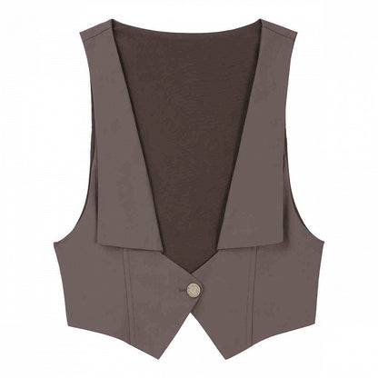 Brown Foldover Collar Ouji Fashion Waistcoat
