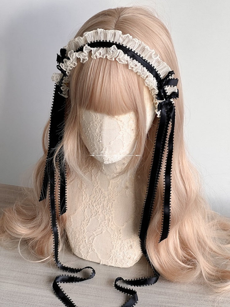 Lolita Color Ribbon Options Details Lace with and – Hairband 4 Bowknot