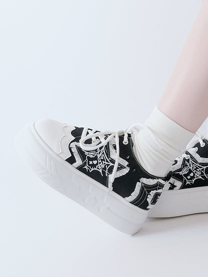 Black Star Applique Platform Sneakers