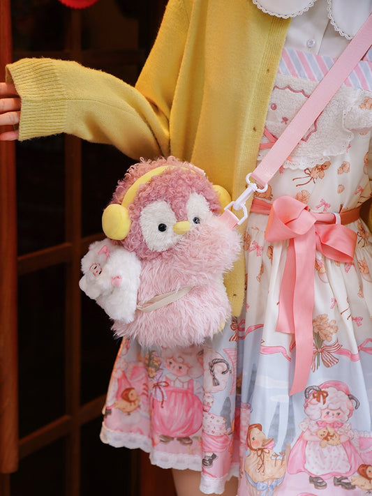 Pink Bag 2 Penguin Options Cute Middle/Large + Backpack/Crossbody Keychain Plush Size