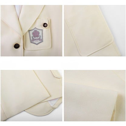 Style Collar Beige/Purple/Pink Uniform JK Blazer Preppy Notched