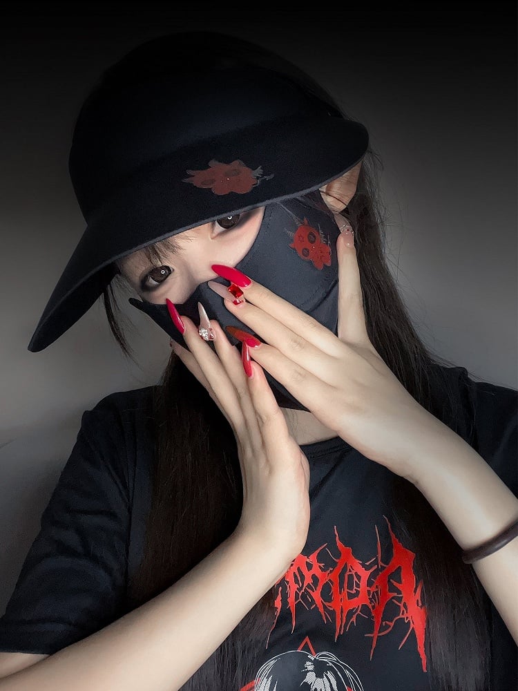 Sun Devil Red Hat Gothic Print With Black Protection