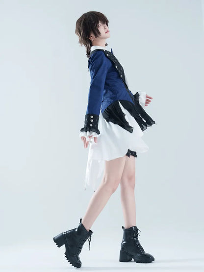 Ouji Blue Spider Dark Web Fabric Gothic Lolita Prince Shorts