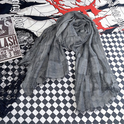 Gray Wasteland Punk Distressed Scarf