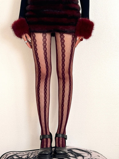 Semi-sheer Brown/Purple/Black/White/Gray Y2K Tights