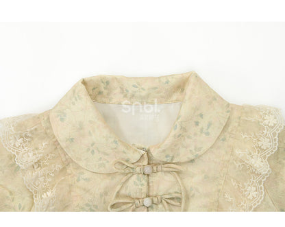 High-Low Pan Bluse Apricot Spitzenkragenbesatz Peter