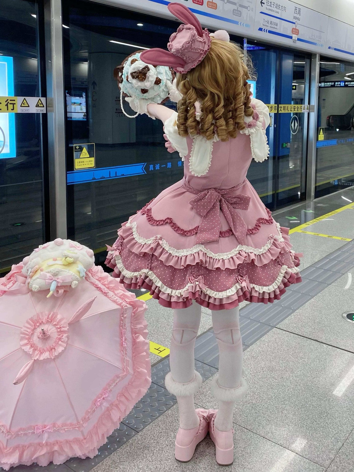 Ohrenkuchen täglich + Kaninchen Kirsche Lolita Bunny Hut Kleid