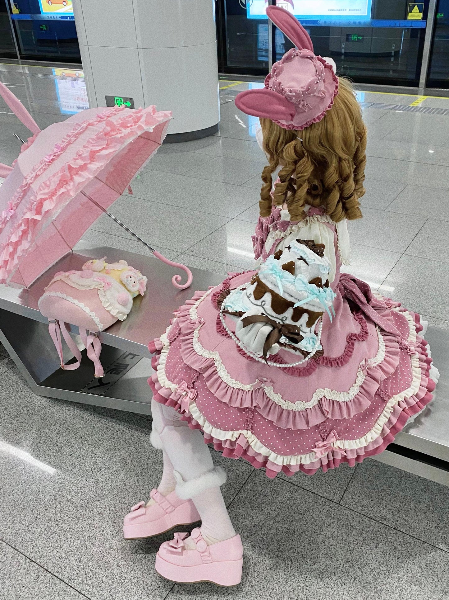 Ohrenkuchen täglich + Kaninchen Kirsche Lolita Bunny Hut Kleid