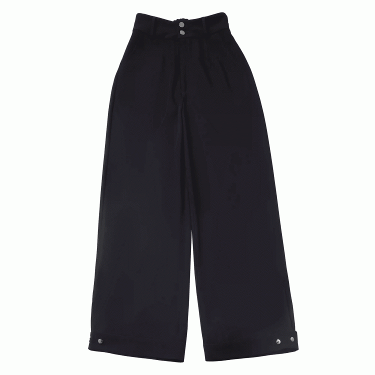 Black Straight-Leg Casual Pants