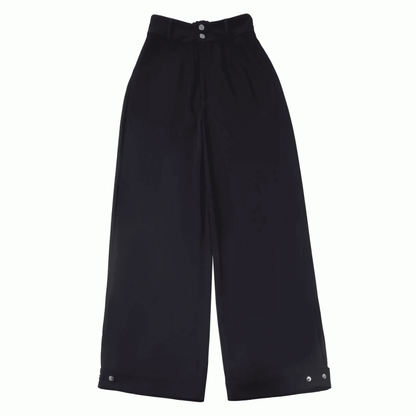 Black Straight-Leg Casual Pants