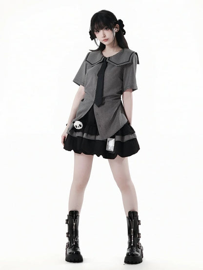 Elastic Plush Panda Bubble Skirt Waist with Card Black Holder