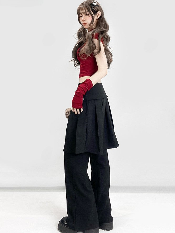 Flare Pleated Glamorous Bittersweet Silhouette Pants Black With