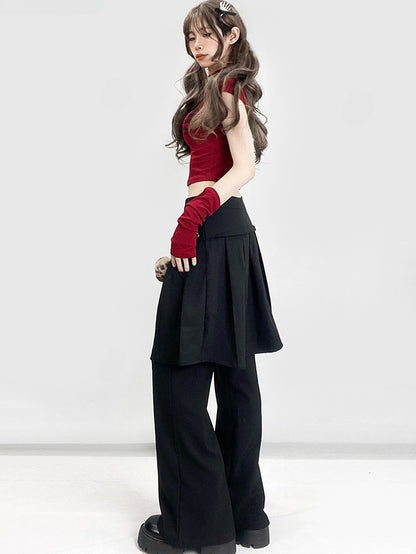 Flare Pleated Glamorous Bittersweet Silhouette Pants Black With