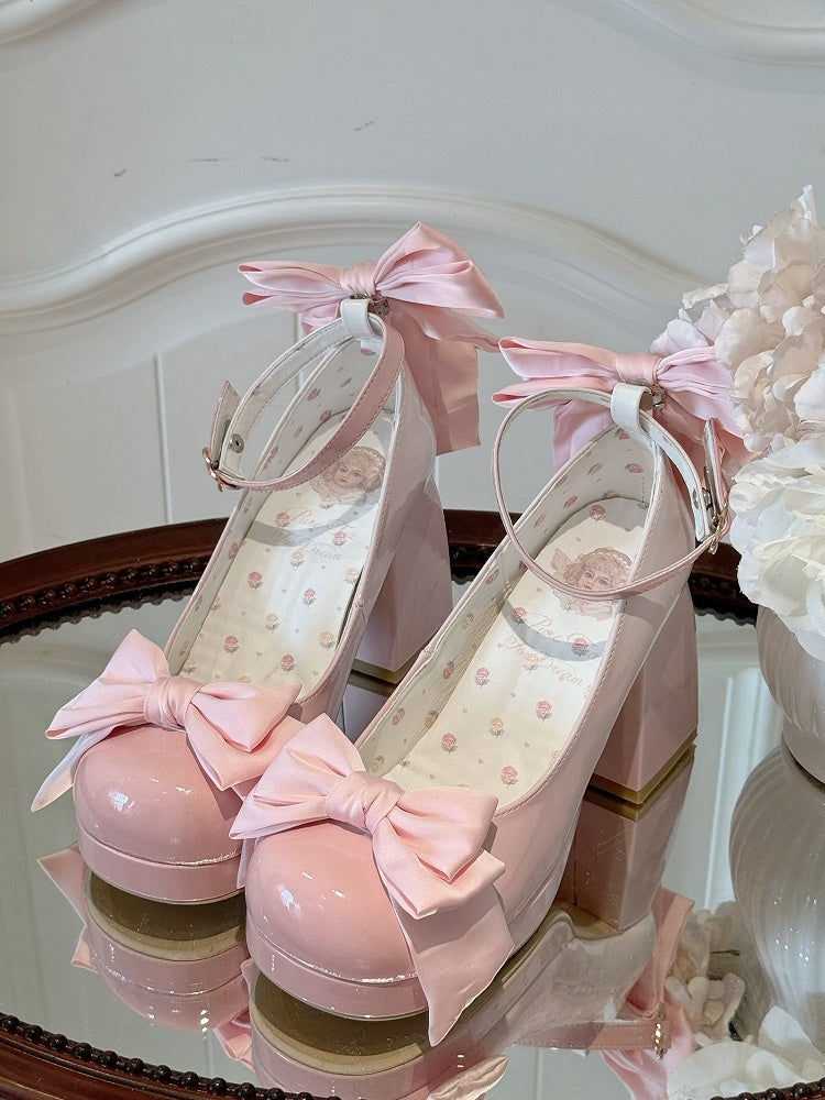Schuhe Mary Sweet Bowknot Runde Rosa Details Toe Janes Plattform Lolita