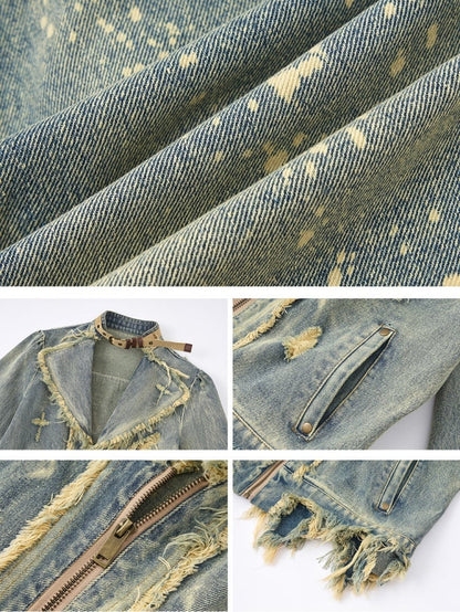 Vintage Punk Blue Washed Denim Jacket