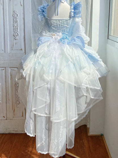 Pink Green Blue Train Tulle Floral /