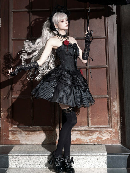 Lolita Black Drawstring Gothic Skirt