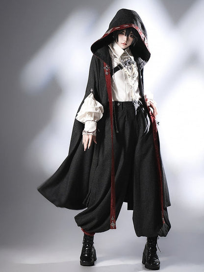 Black Ouji Lolita Knickerbockers Red Cuffs Pants