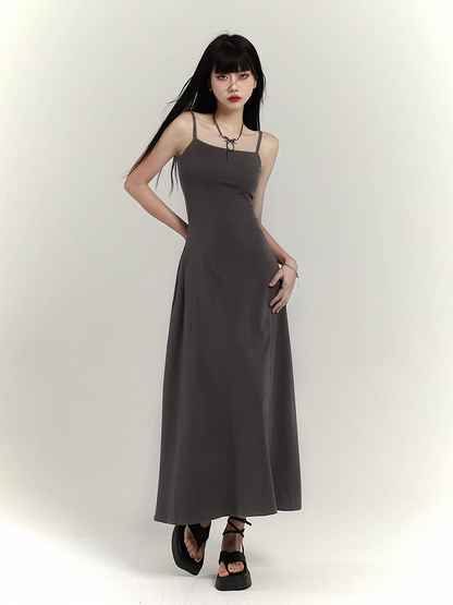 Robe camisole slim glamour grise/noire longueur cheville